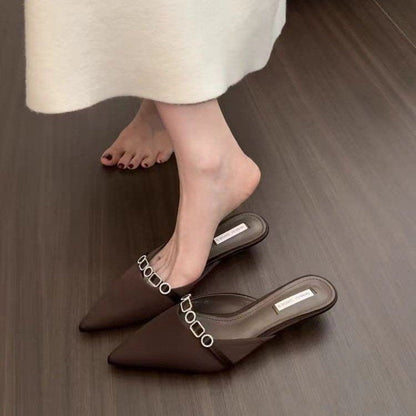 OrthoCare | Pointed Toe Chain Detail Mule Flats