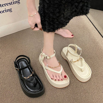 Uvella | Women’s Orthopedic Rhinestone Platform Toe Ring Sandals