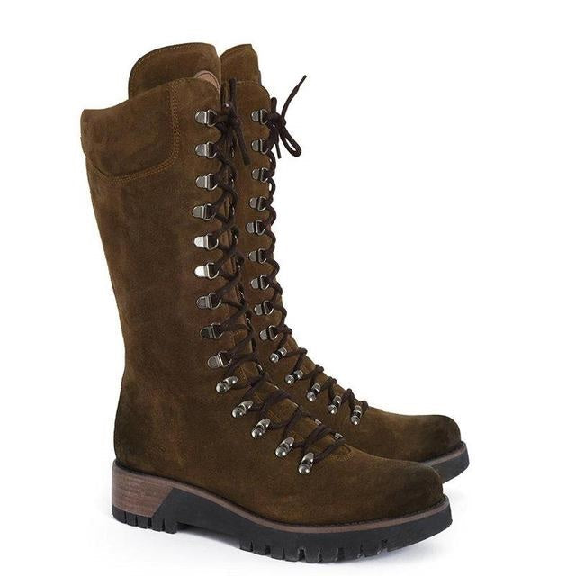 Emma | Women’s Orthopedic Lace-Up Combat Style Knee-High Boots