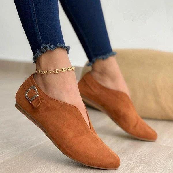 Heidi | Women’s Orthopedic Slip-On Suede Flats with Side Buckle