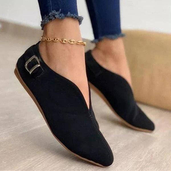 Heidi | Women’s Orthopedic Slip-On Suede Flats with Side Buckle