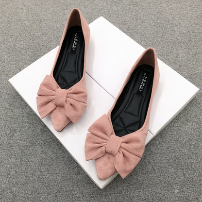 OrthoCare Women's Flats - Rubber Sole, Black Bow