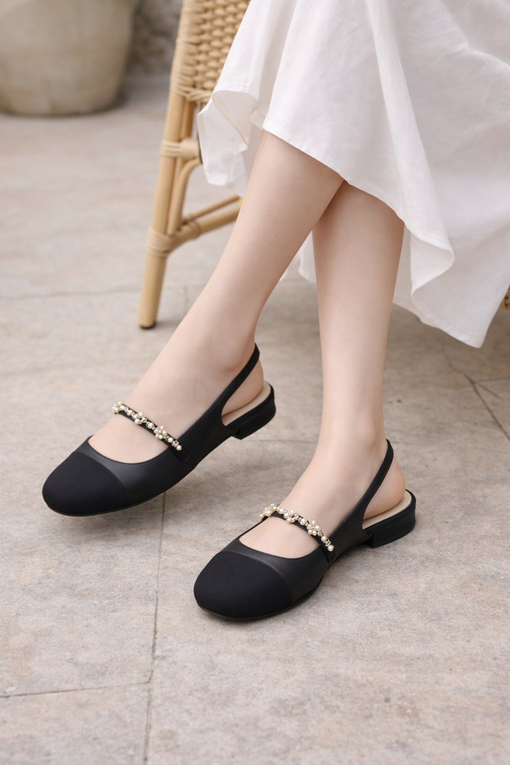 OrthoCare Flat Shoes - Square Toe Elastic Band