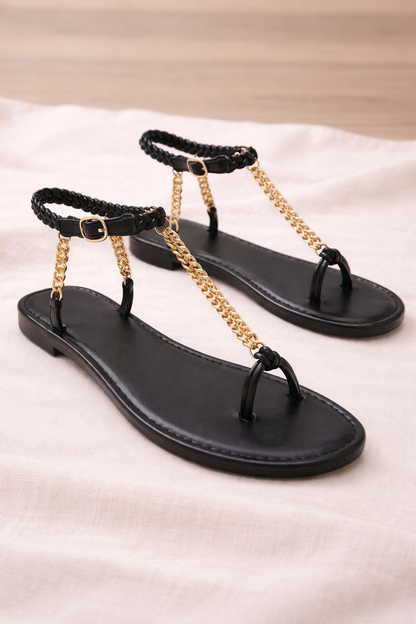 OrthoCare Plus Size Sandals With Unique Metal Chain
