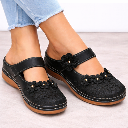 Felicity | Women’s Orthopedic Floral Cutout Slip-On Clog Sandals