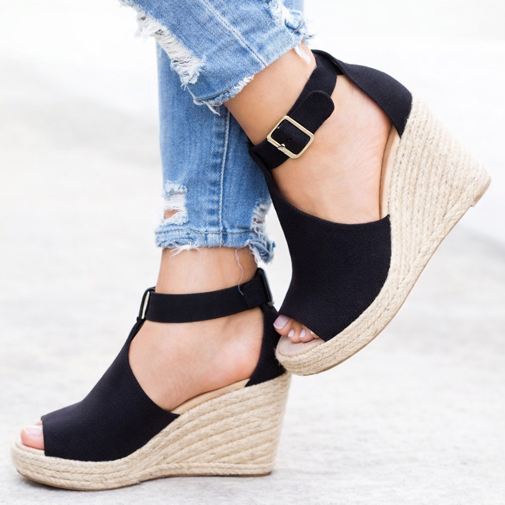 OrthoCare Straw Wedge Sandals - Unique Elegance And Comfort