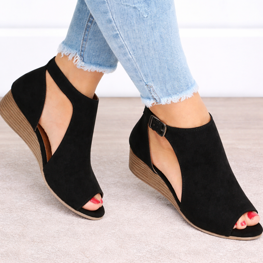 Evelyn | Women’s Orthopedic Peep-Toe Wedge Sandals with Ankle Strap
