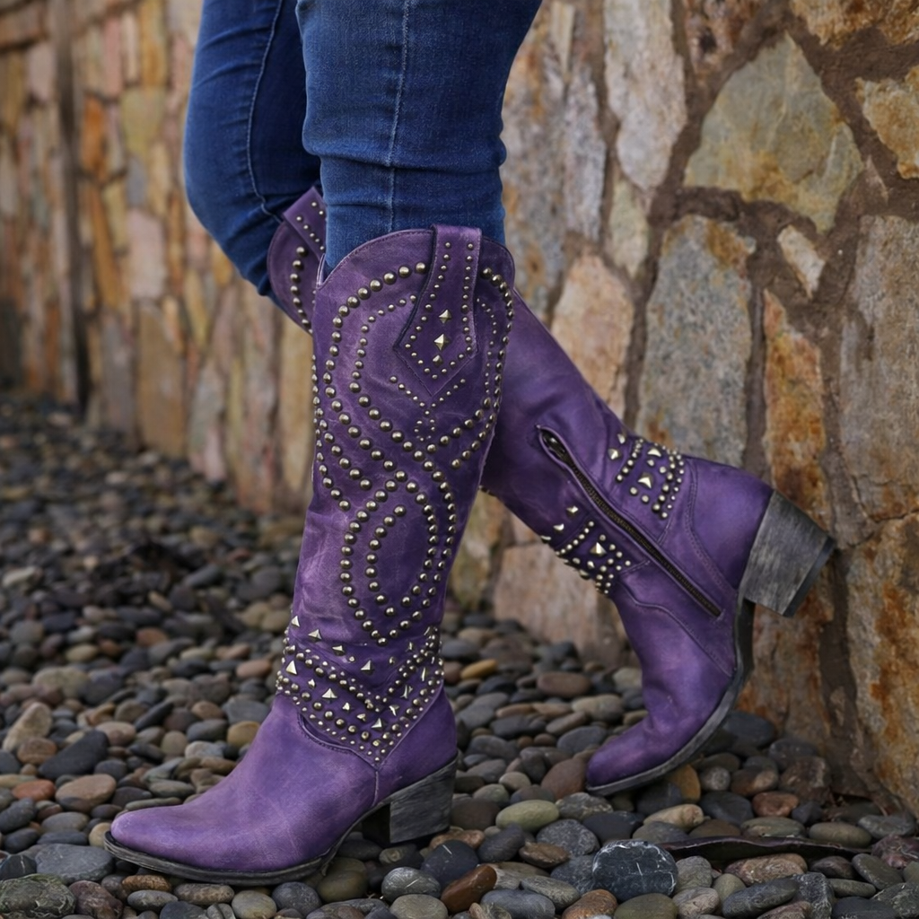 Bethany | Orthopedic Western Cowboy Boots – Embroidered High Shaft Comfort