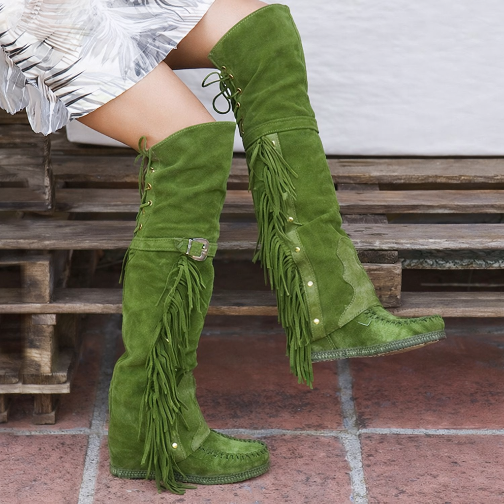 Gia | Women’s Fringe Over-the-Knee Western Boots with Orthopedic Support