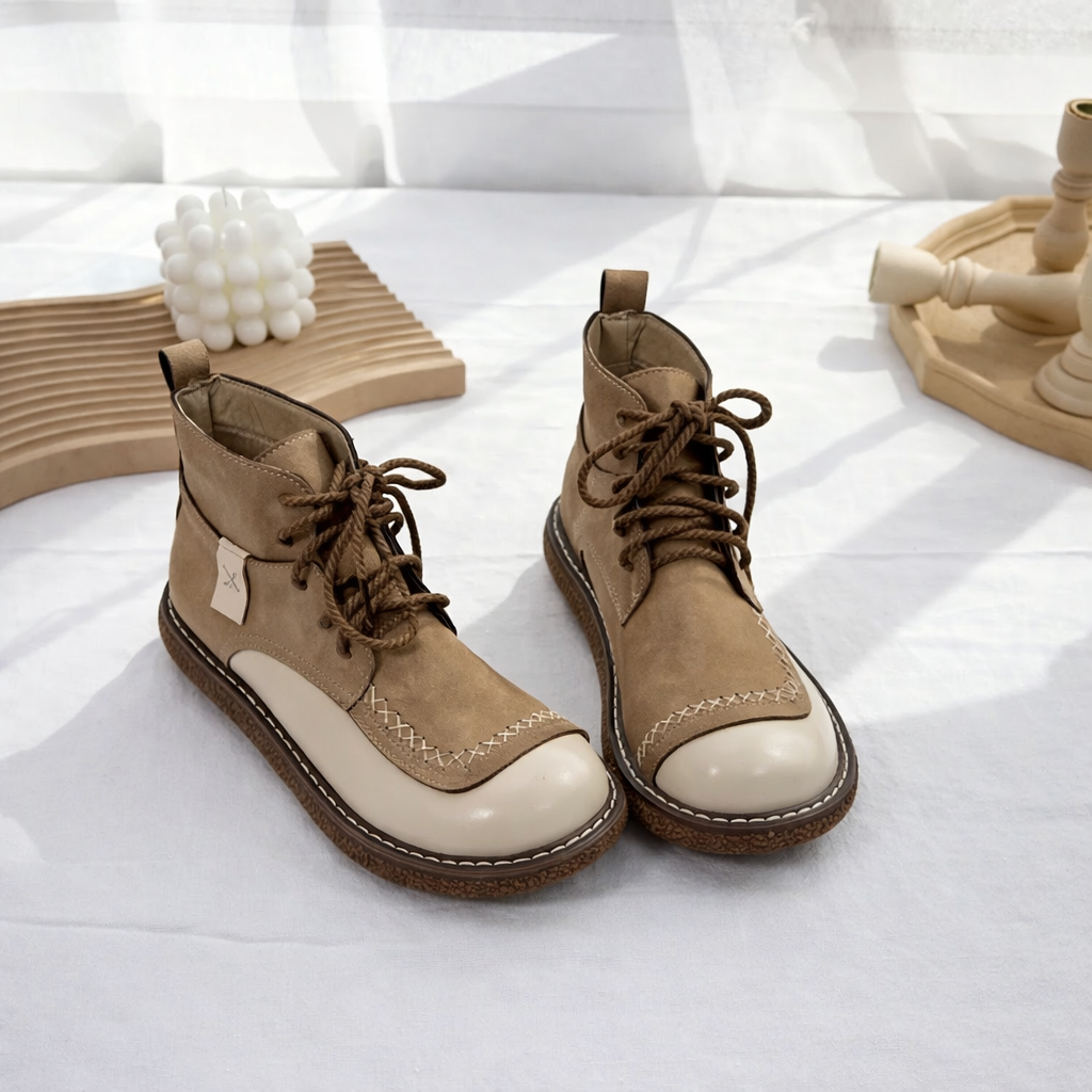 Rowin | Orthopedic Two-Tone Hand-Stitched Casual Lace-Up Boots