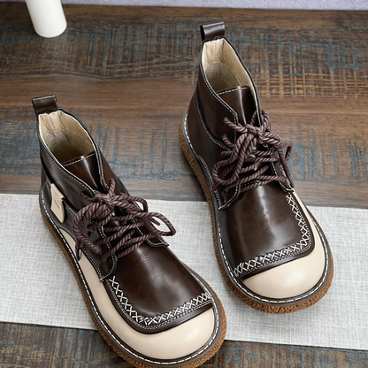 Rowin | Orthopedic Two-Tone Hand-Stitched Casual Lace-Up Boots