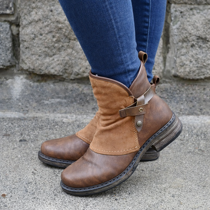 Marlette | Orthopedic Vintage Two-Tone Leather Ankle Boots