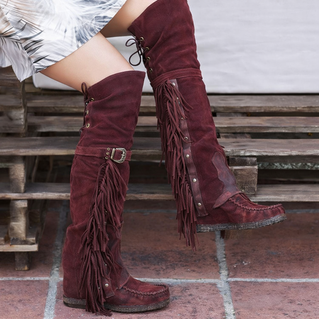Gia | Women’s Fringe Over-the-Knee Western Boots with Orthopedic Support