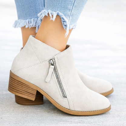 Magdalena | Orthopedic Side-Zip Suede Block-Heel Ankle Boots