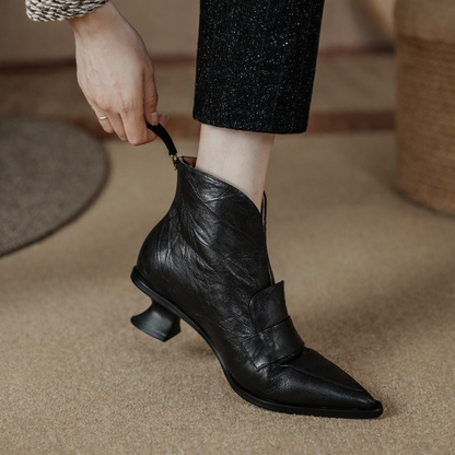 OrthoCare Vintage Ankle Boots - Pointed Toe Comfort