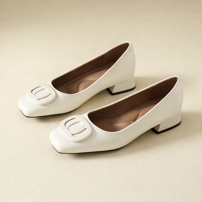 OrthoCare Leather Pumps - Square Toe Low Heel