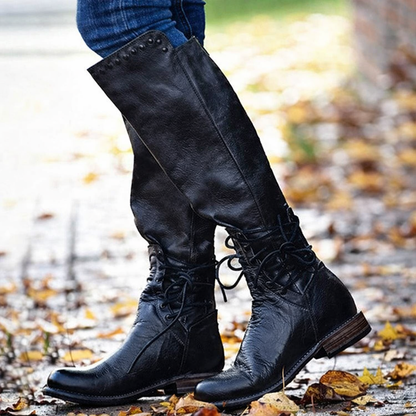 OrthoCare Leather Boots - Round Toe, Front Laces