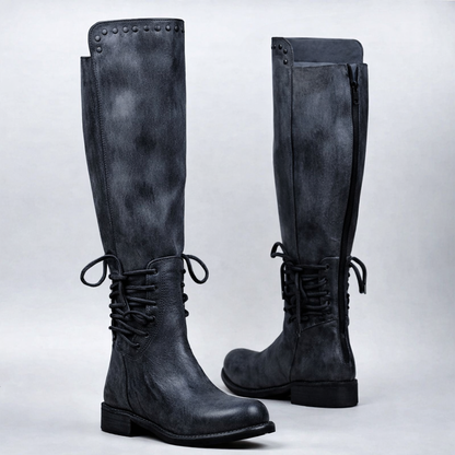 OrthoCare Leather Boots - Round Toe, Front Laces