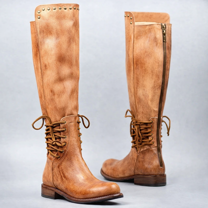 OrthoCare Leather Boots - Round Toe, Front Laces