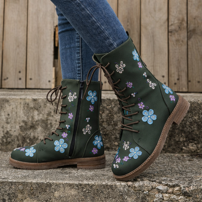 OrthoCare Embroidered Square Heel Boots - Comfort Fit