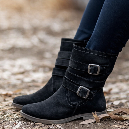 Hailey | Women’s Orthopedic Mid-Calf Buckle Boots with Cushioned Support