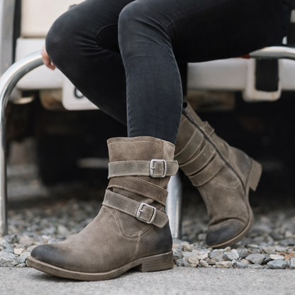 Hailey | Women’s Orthopedic Mid-Calf Buckle Boots with Cushioned Support