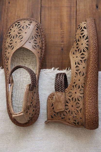 Bianca | Orthopedic Cutout Leather Flats – Breathable Comfort Slip-Ons