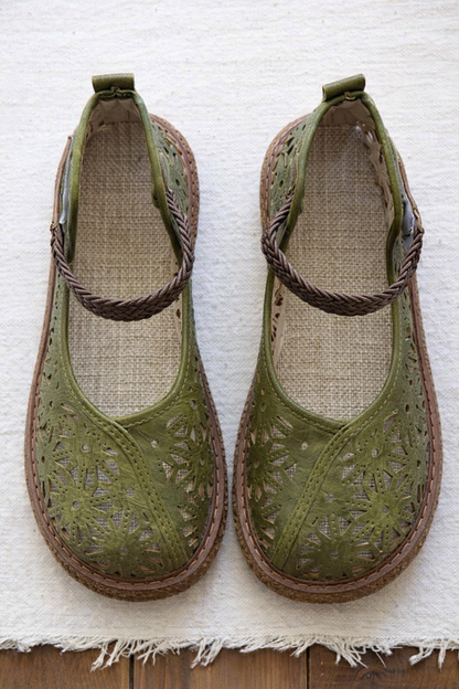 Bianca | Orthopedic Cutout Leather Flats – Breathable Comfort Slip-Ons