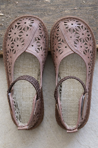Bianca | Orthopedic Cutout Leather Flats – Breathable Comfort Slip-Ons