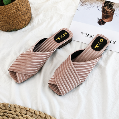 Bambina | Women’s Orthopedic Pleated Cross Strap Comfort Slide Sandals