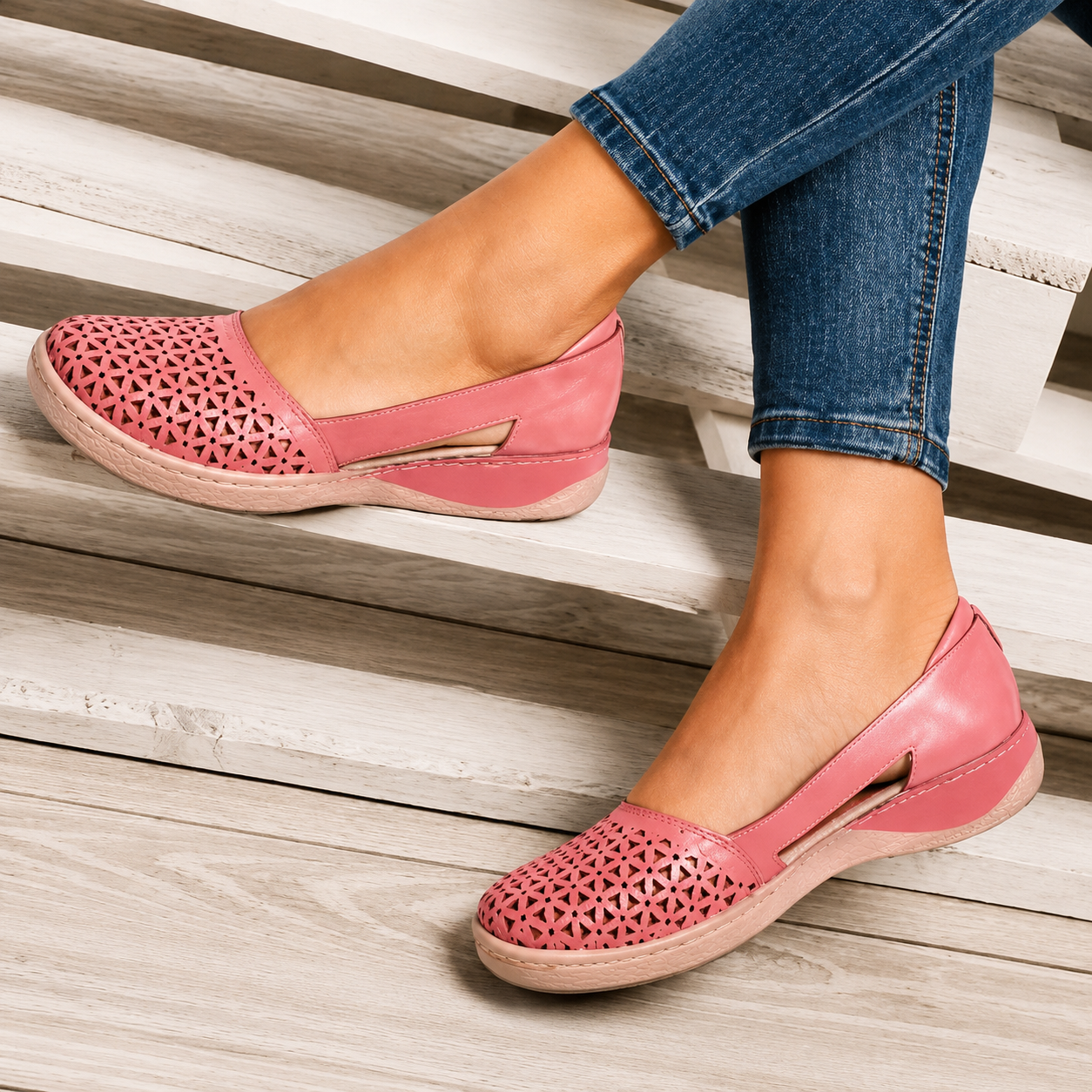 Bluma | Women’s Orthopedic Perforated Slingback Comfort Flats