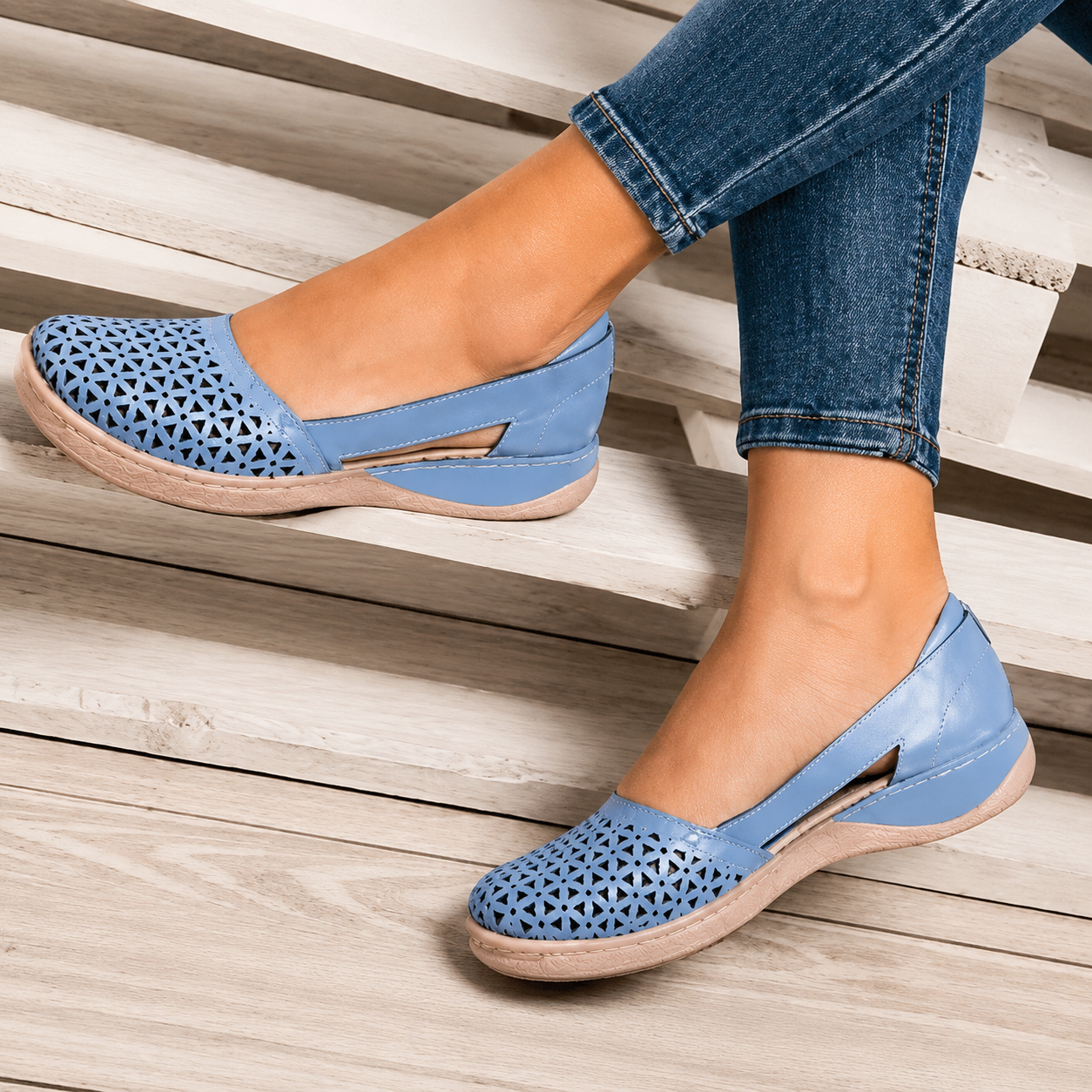 Bluma | Women’s Orthopedic Perforated Slingback Comfort Flats