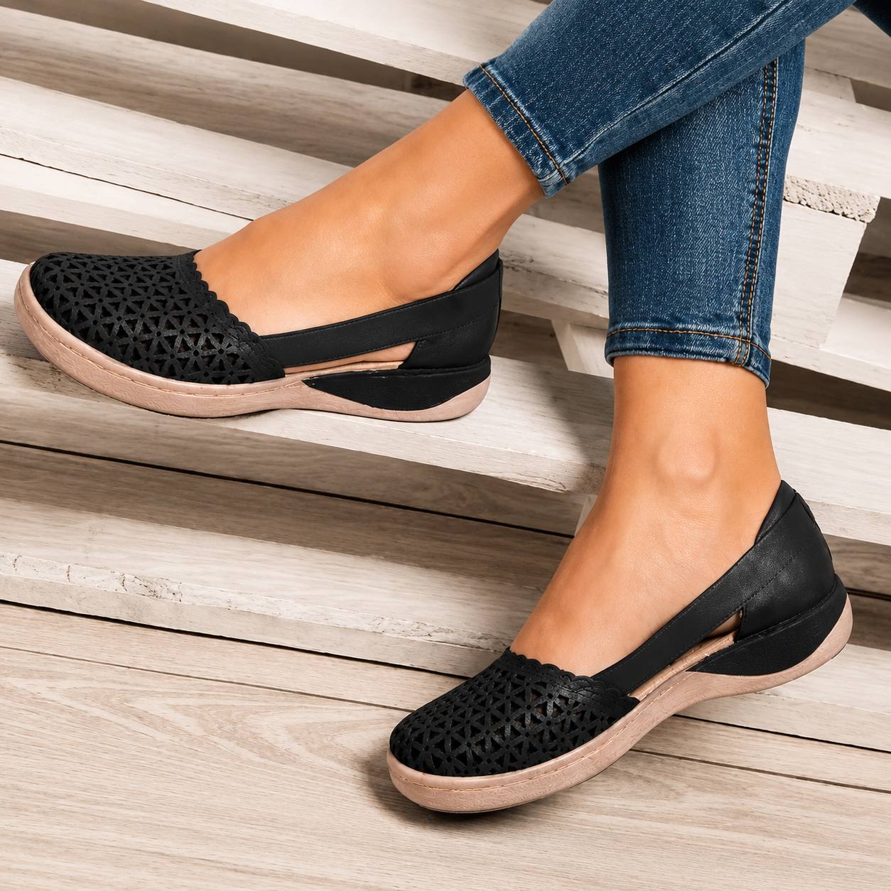 Bluma | Women’s Orthopedic Perforated Slingback Comfort Flats