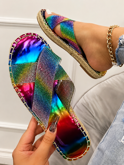 Dalary | Women’s Orthopedic Rainbow Woven Comfort Slide Sandals