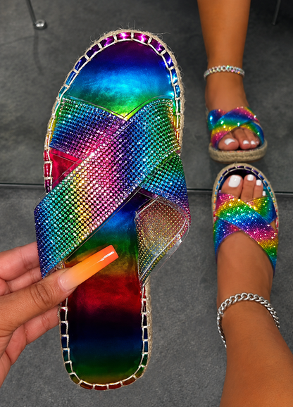 Dalary | Women’s Orthopedic Rainbow Woven Comfort Slide Sandals