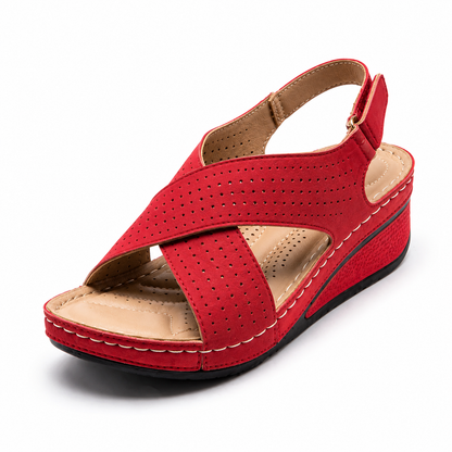 Caia | Women’s Orthopedic Perforated Crisscross Wedge Sandals