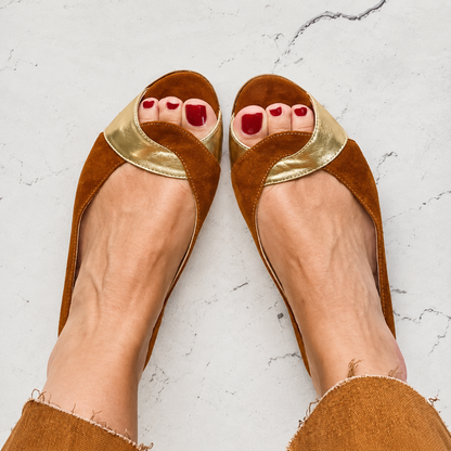 Philomena | Women’s Orthopedic Twist Strap Peep Toe Flats