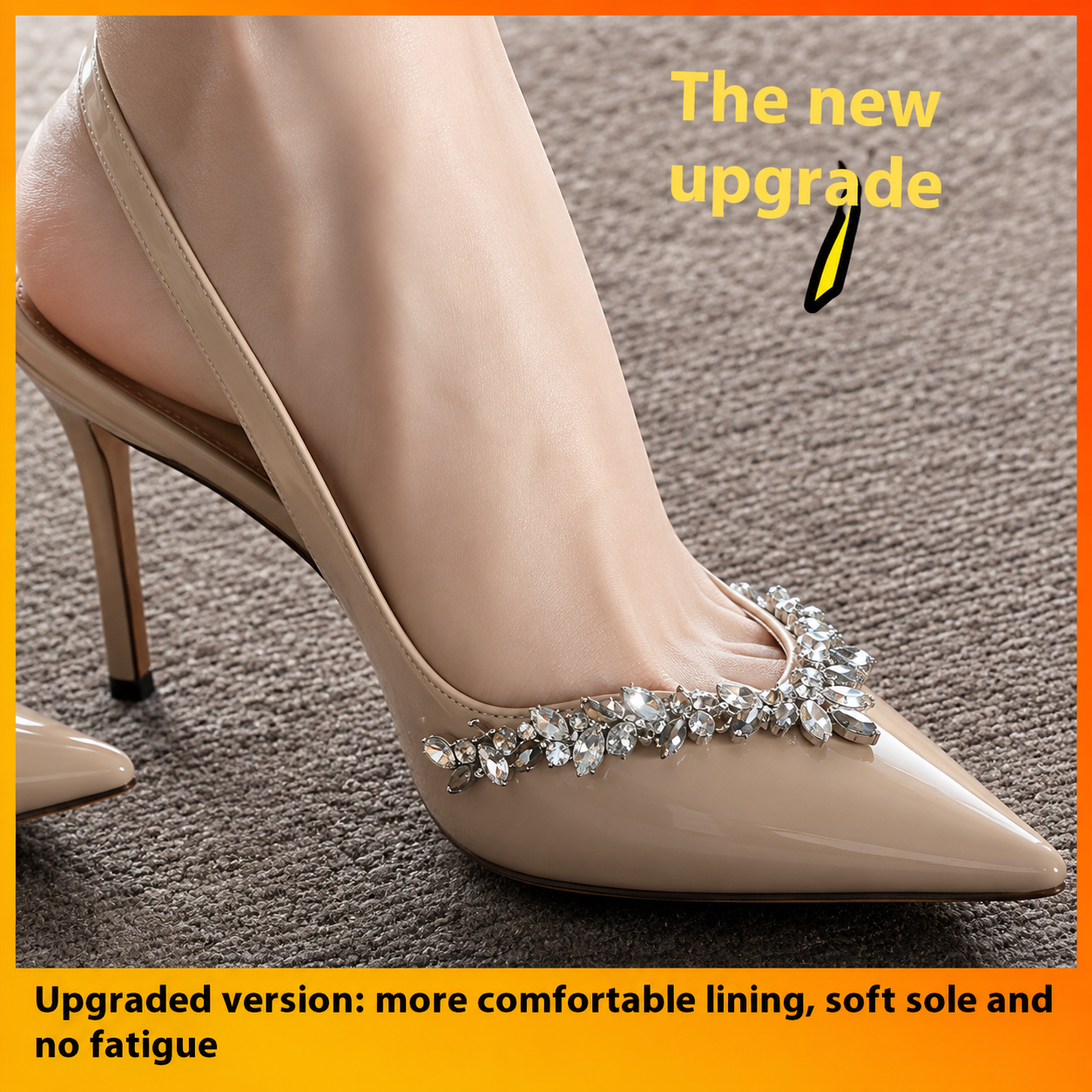 Rhoswen | Women’s Orthopedic Rhinestone Pointed Toe Slingback Stiletto Pumps