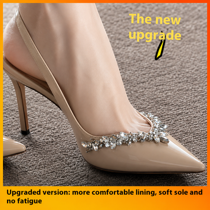 Rhoswen | Women’s Orthopedic Rhinestone Pointed Toe Slingback Stiletto Pumps