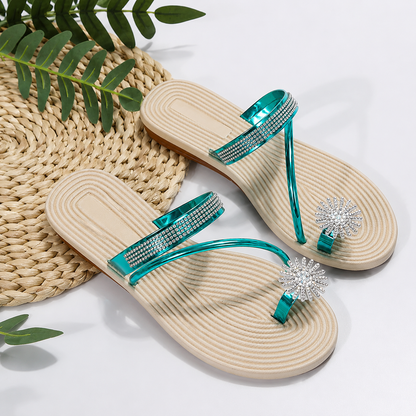 Rielle | Women’s Orthopedic Rhinestone Flower Toe Ring Sandals