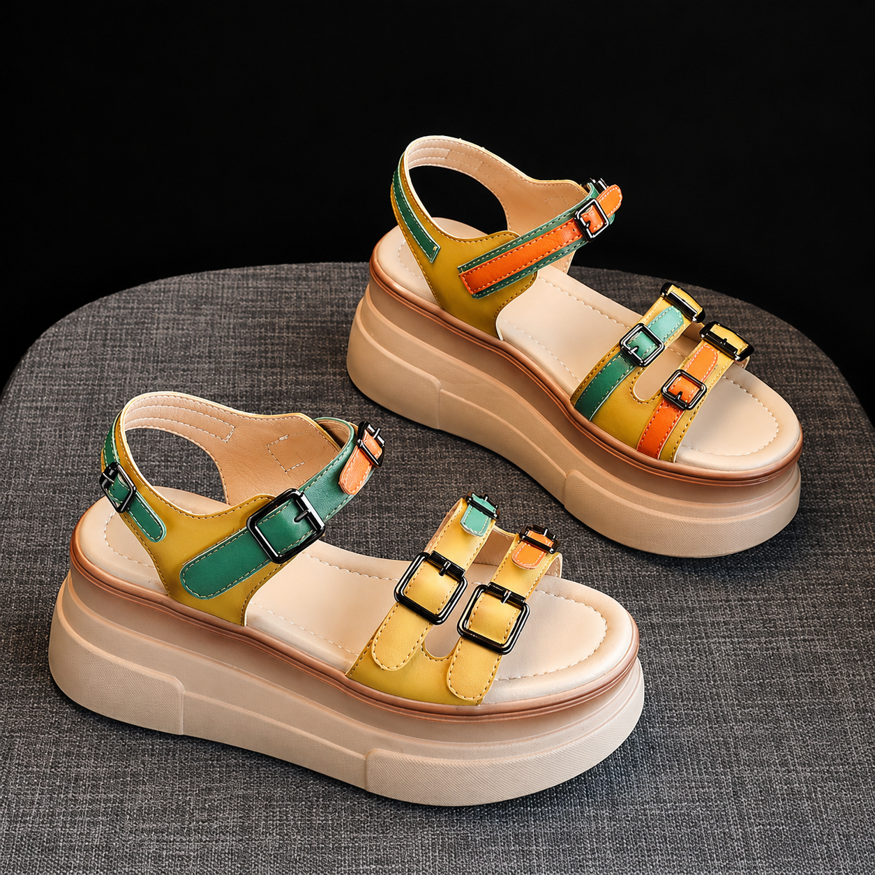 Sybella | Women’s Orthopedic Colorblock Platform Sandals