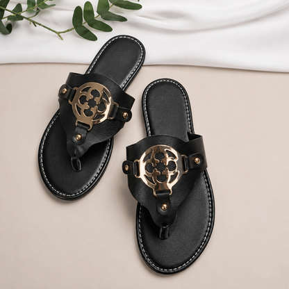 Tristelle | Women’s Orthopedic Floral Medallion Toe Ring Sandals
