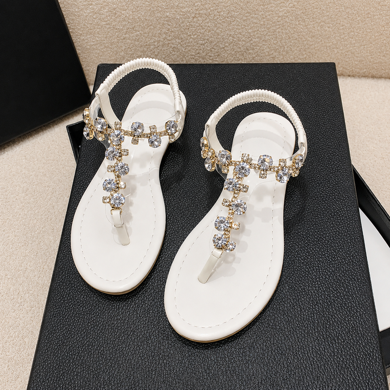 Wendolyn | Women’s Orthopedic Rhinestone Floral Flat Sandals