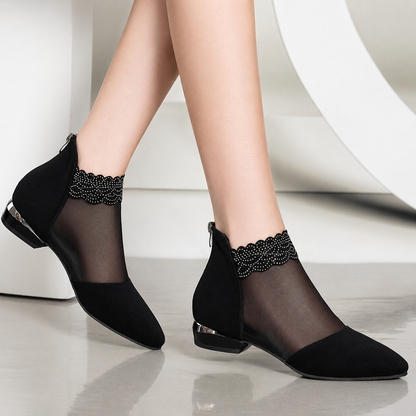 Zinnara | Women’s Orthopedic Mesh Pointed Toe Low Heel Pumps