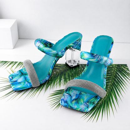 Aubrielle | Women’s Orthopedic Printed Block Heel Mule Sandals