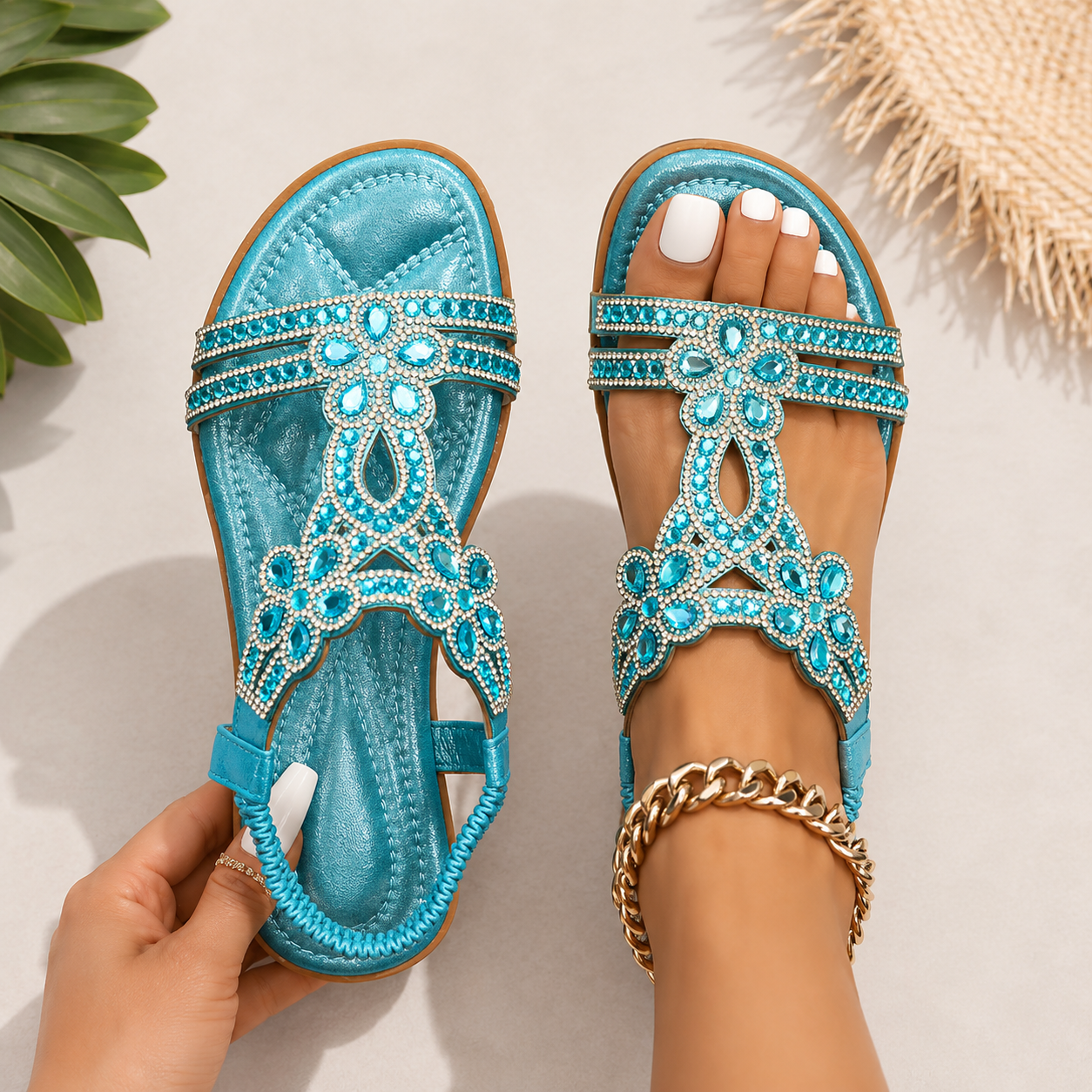 Nayeli | Women’s Orthopedic Rhinestone Gladiator Comfort Sandals