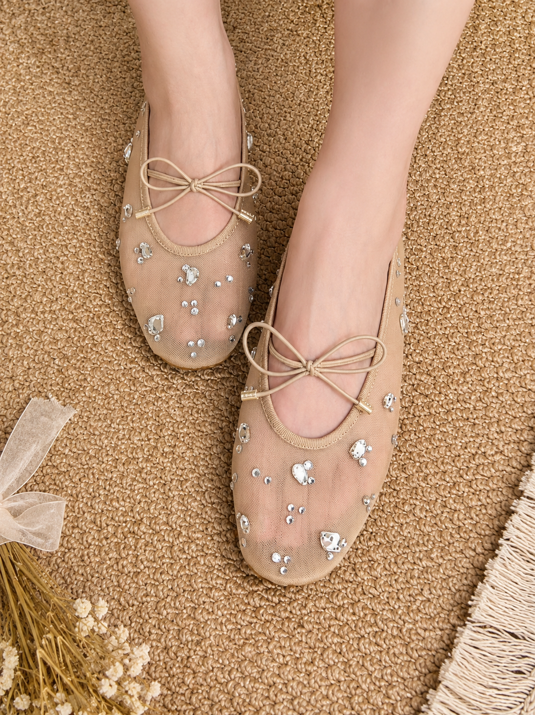 Orlisse | Women’s Orthopedic Crystal Embellished Ballet Flats