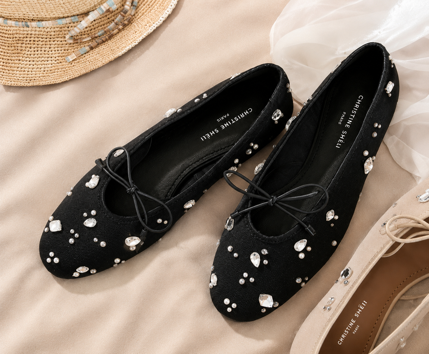 Orlisse | Women’s Orthopedic Crystal Embellished Ballet Flats