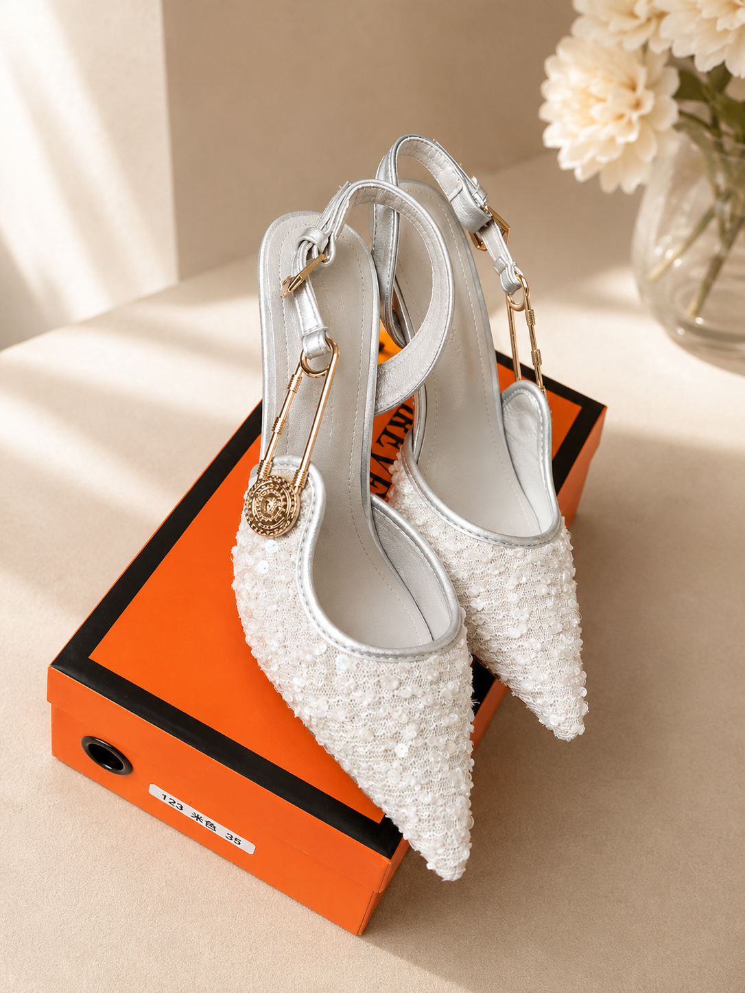 Posy | Women’s Orthopedic Crystal Slingback Stiletto Pumps