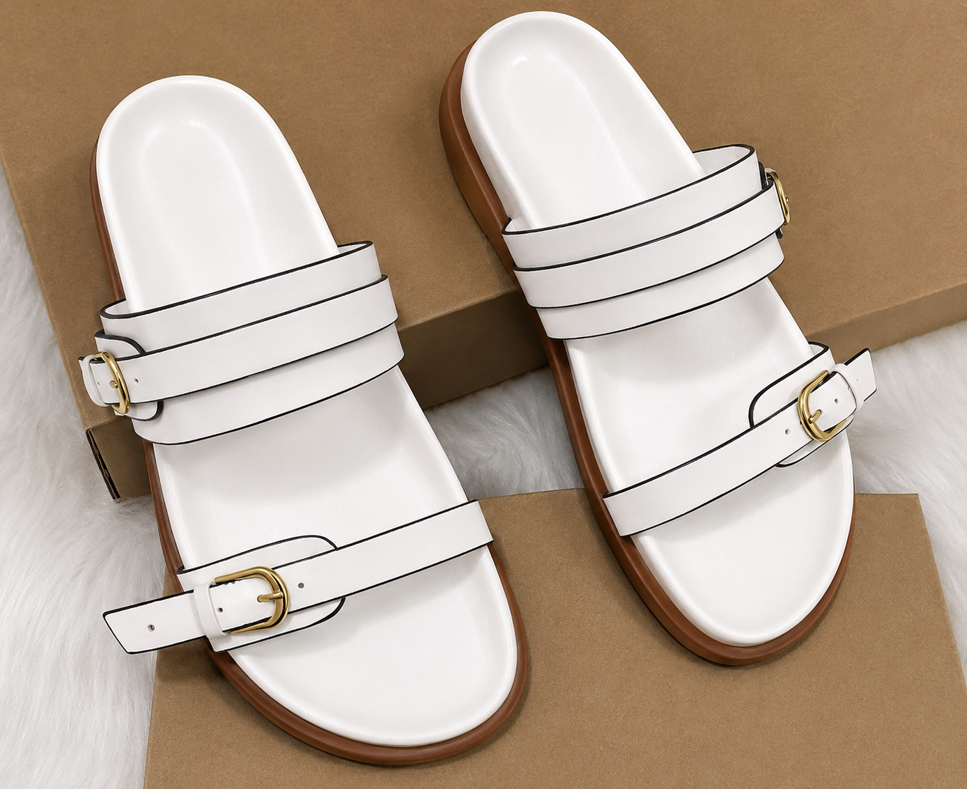 Dove | Women’s Orthopedic Double Buckle Slide Sandals